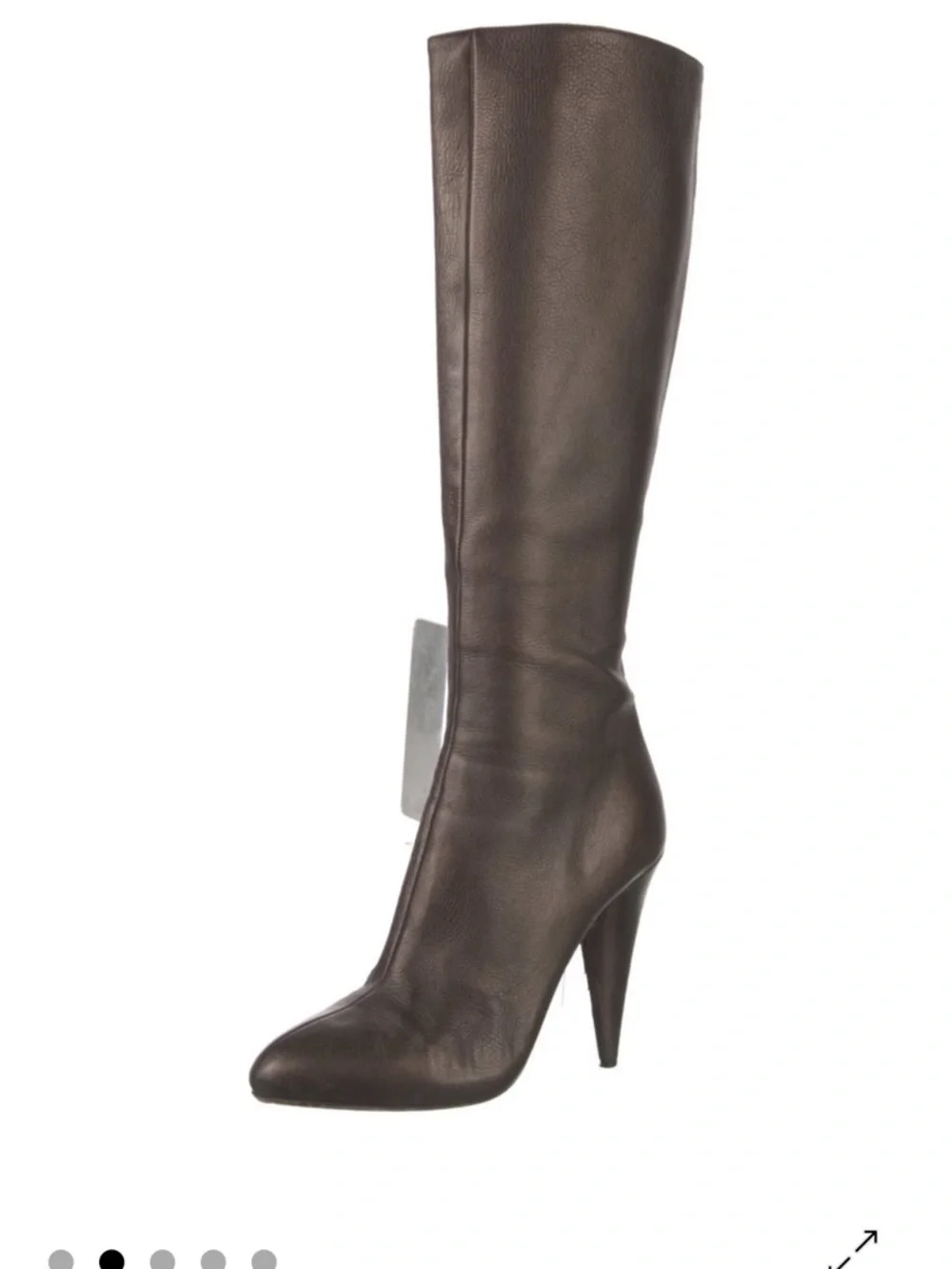 Prada Tall Pointed-Toe Leather Heeled Boots - Brown - Picture 2 of 5
